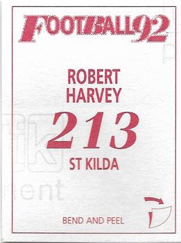 1992 Select AFL Stickers #213 Robert Harvey Back